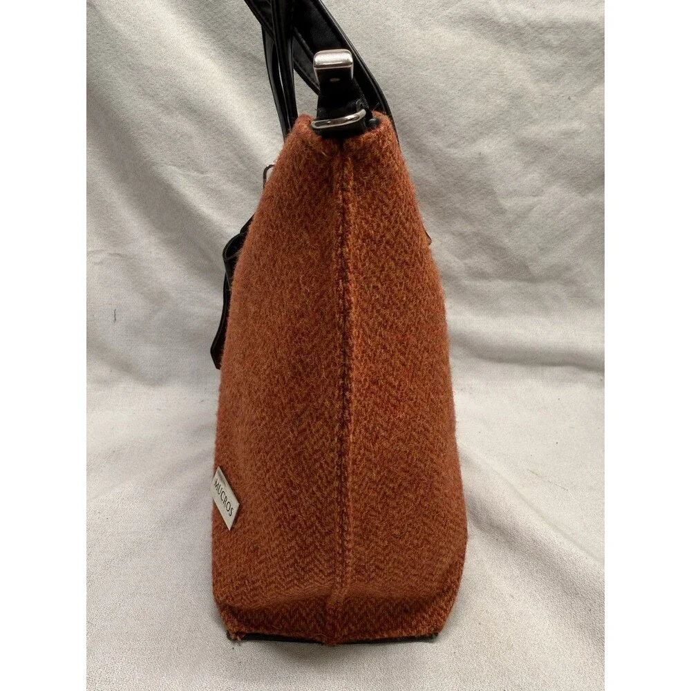 Mucros Weavers Emily Style Tweed Wool Hand Bag Burnt Orange Ireland Bow Accent